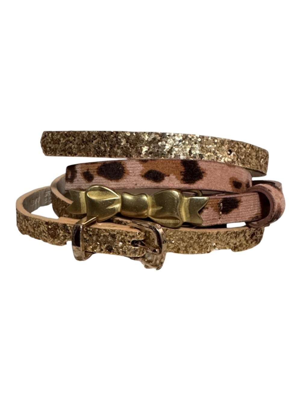 NEW Girl Belts: Gold Glitter & Leopard Print Sizes S & M